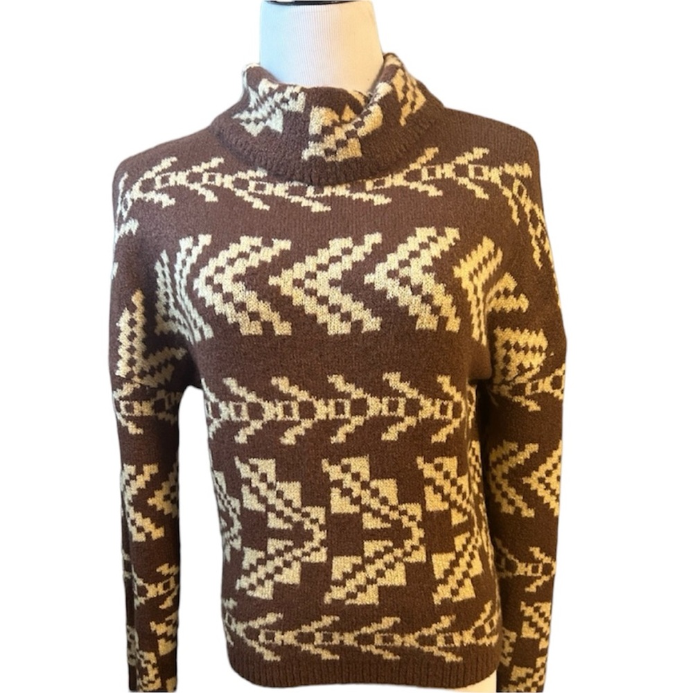 Brown and tan turtleneck sweater